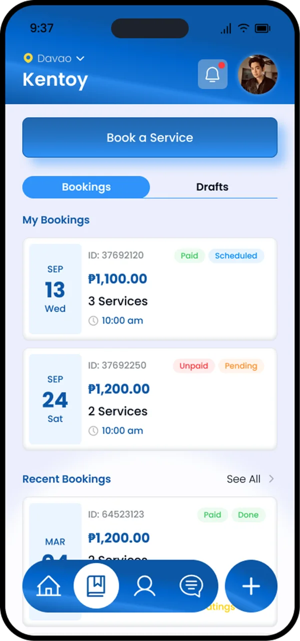 List of upcoming bookings