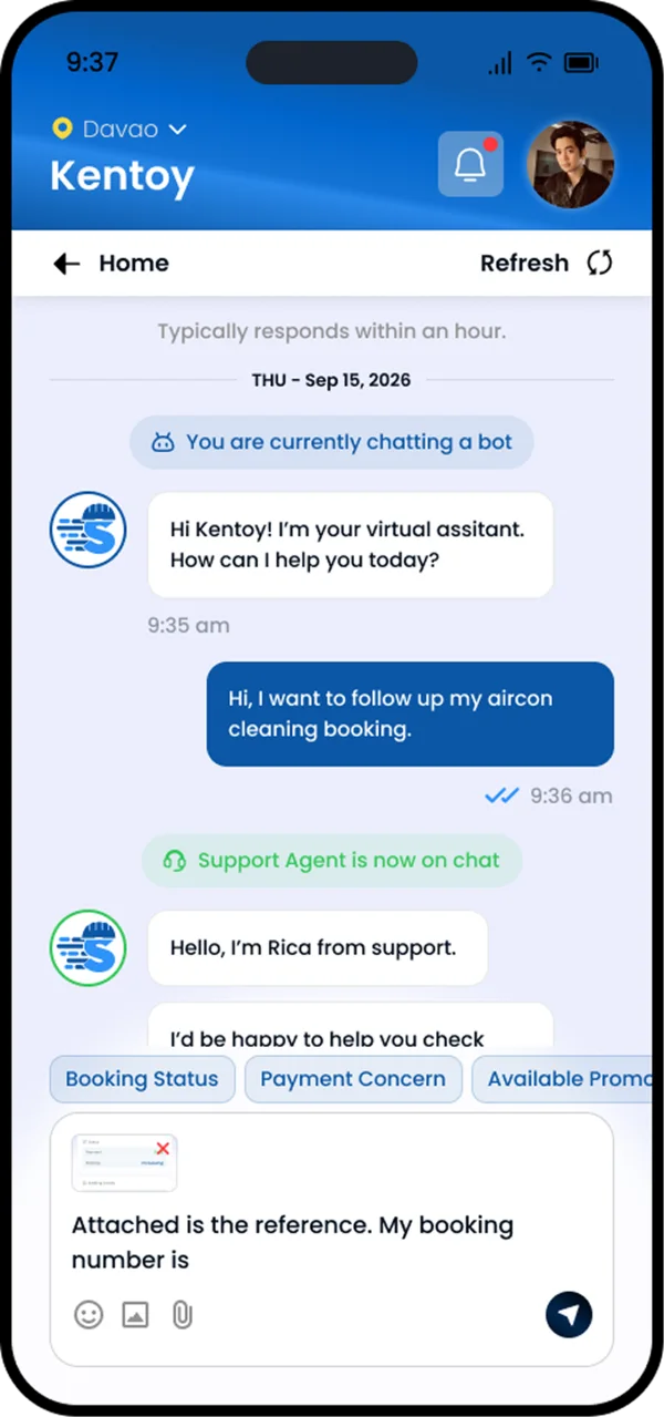 Chatting with Serbilis support